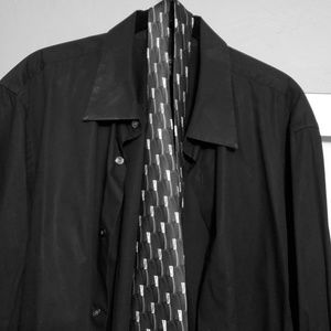Black shirt and tie